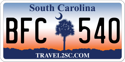 SC license plate BFC540