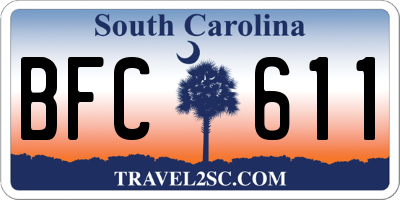 SC license plate BFC611