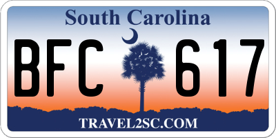 SC license plate BFC617
