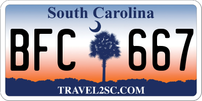 SC license plate BFC667