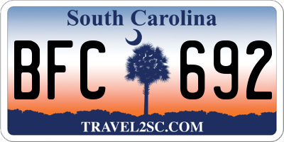 SC license plate BFC692