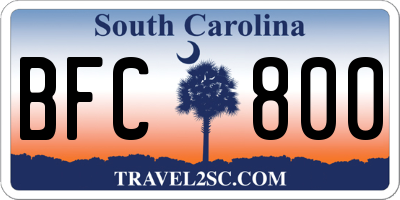 SC license plate BFC800