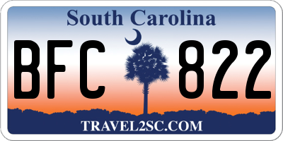 SC license plate BFC822