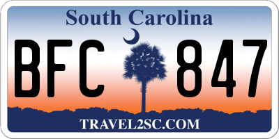 SC license plate BFC847