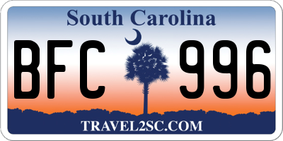 SC license plate BFC996