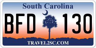SC license plate BFD130