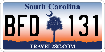 SC license plate BFD131