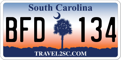 SC license plate BFD134