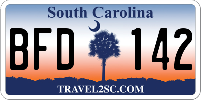 SC license plate BFD142