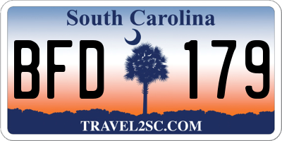 SC license plate BFD179