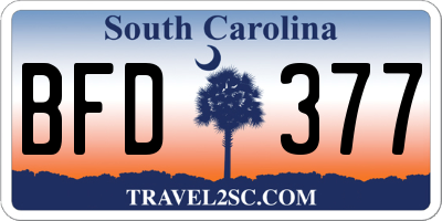 SC license plate BFD377