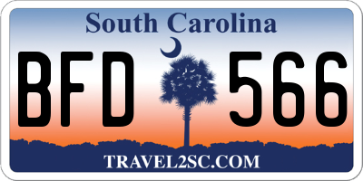SC license plate BFD566