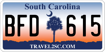 SC license plate BFD615