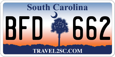 SC license plate BFD662