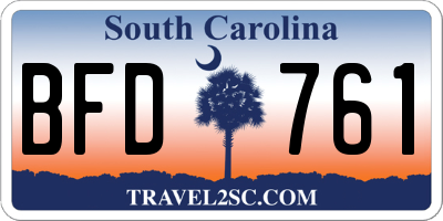 SC license plate BFD761