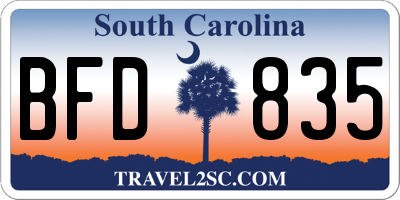 SC license plate BFD835