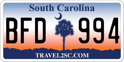 SC license plate BFD994