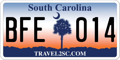 SC license plate BFE014