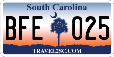 SC license plate BFE025