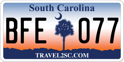 SC license plate BFE077