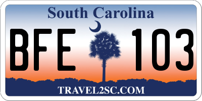 SC license plate BFE103