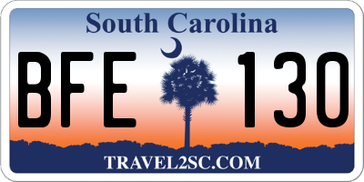 SC license plate BFE130