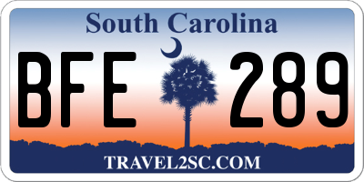 SC license plate BFE289