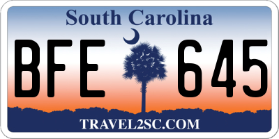 SC license plate BFE645