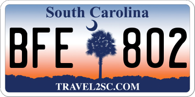 SC license plate BFE802