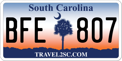 SC license plate BFE807