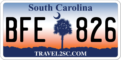 SC license plate BFE826