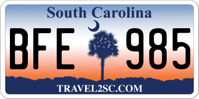 SC license plate BFE985