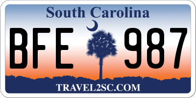 SC license plate BFE987