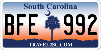 SC license plate BFE992
