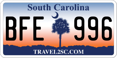 SC license plate BFE996
