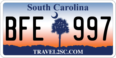 SC license plate BFE997