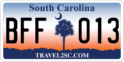 SC license plate BFF013