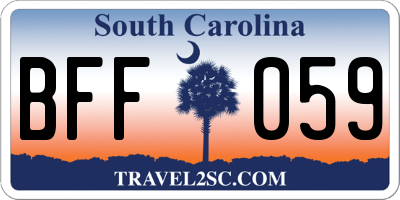 SC license plate BFF059