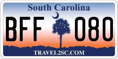 SC license plate BFF080