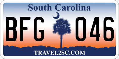 SC license plate BFG046