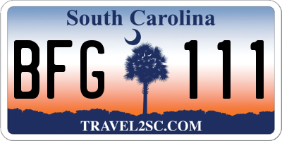 SC license plate BFG111