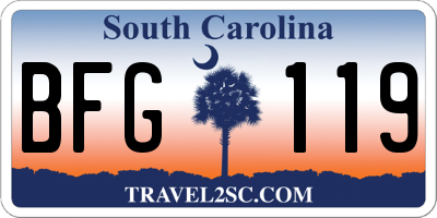SC license plate BFG119