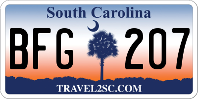 SC license plate BFG207