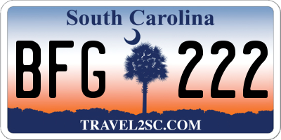 SC license plate BFG222