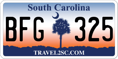 SC license plate BFG325
