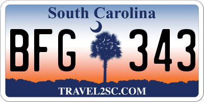 SC license plate BFG343