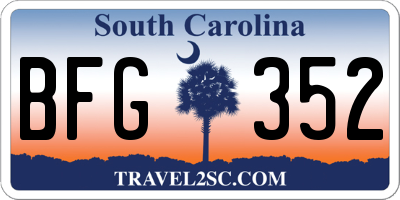 SC license plate BFG352