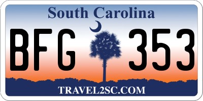 SC license plate BFG353