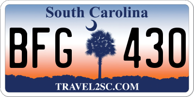 SC license plate BFG430