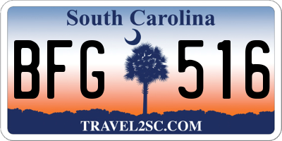 SC license plate BFG516